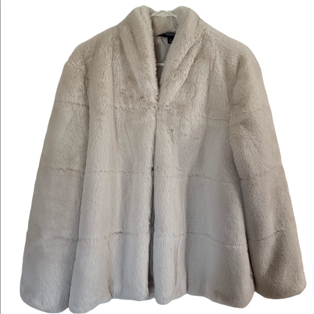 NWOT womens faux fur button up dress coat size large